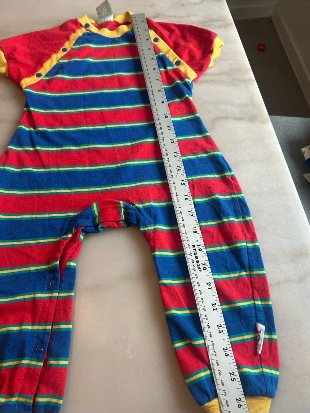 Vintage Sprockets Mervyn's Primary Color Striped Jumpsuit Romper 18 month